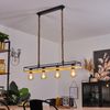 »Bianconese«, Hängelampe aus Metall/Holz/Hanfseil in Schwarz/Natur im Vintage Design, Hängeleuchte im offenen Design mit Holzbalken und Schirm in Gitter-Optik, 4-flammig, 4 x E27 max. 40 Watt Bild 5