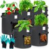 Yorbay Pflanzkübel 5x Pflanzsack aus Vliesstoff, 60L auswählbar, Pflanzen Tasche (Mit 1 Paar Gartenhandschuhe), Pflanztopf Pflanzensack für Kartoffeln,Tomaten,Blumen,Pflanzen,Gemüse Bild 4
