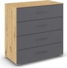 rauch Aditio Box, Kommode, 4 Schubladen, mit Softclose-Funktion, Farbe Grau metallic/Eiche Artisan, BxHxT 80x81x42cm Bild 3
