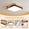 BlingBin LED Deckenleuchte 25 W, Warmweiß, 3000 K, Holzoptik, Deckenlampe für Innenbereich, 2500LM, LED fest integriert, Warmweiß, Naturholz Ceiling Light Für Wohnzimmer, Küche, Schlafzimmer Bild 3