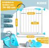 KIDIZ® Schutzgitter für Treppen | Tür, Auto Close Kindertreppengitter ohne Bohren | 90° Stop, Absperr Türschutzgitter, schwenkbare Trennwand, Treppenschutzgitter, Klemmen 74-87 cm WEISS Bild 2