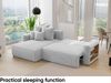MEBLINI Schlafcouch mit Bettkasten - 260 x 160 x 78 cm - Hellgrau Cordstoff - NAPLES - Kleines Ecksofa mit Schlaffunktion - Sofa mit Relaxfunktion und Kissen - Kleine Couch L-Form - Eckcouch Bild 5