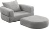 Sofa modular (H 41 x T 101 x B 90 cm nicht angegeben) – Lichtgrau Chenille, modernes, platzsparendes Wohnsofa Bild 4