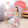 2 in 1 Kinder Schminktisch & Stuhl-Set mit Spiegel & 2 Schubladen & Aufbewahrungsregal Rosa Bild 5