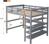 Merax 140x200 Kinderhochbett mit Ablagefächern und Unterbettschreibtisch, Grau Bild 5