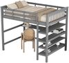 Merax 140x200 Kinderhochbett mit Ablagefächern und Unterbettschreibtisch, Grau Bild 4