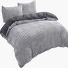 Visaggio Bettwäsche Teddyplüsch Winter Bettbezug Cord Optik, Fleece, 4 teilig, extra warm und kuschelig, Winterbettwäsche Cashmere Touch Bild 5