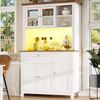 Merax Küchenschrank(104×40×180cm), Hochschrank Küchenbuffet, Vitrinenschrank, Buffetschrank mit Verstellbaren Ablagen, Sideboard mit LED-Beleuchtung, Variable Lichtfarben, weiß Bild 3