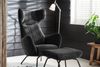 KAWOLA Sessel LOTTE Ohrensessel velvet schwarz mit Hocker 117 x 82 x 79 cm Bild 4