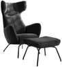 KAWOLA Sessel LOTTE Ohrensessel velvet schwarz mit Hocker 117 x 82 x 79 cm Bild 3