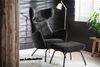 KAWOLA Sessel LOTTE Ohrensessel velvet schwarz mit Hocker 117 x 82 x 79 cm Bild 2