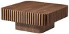 Square Fluted Coffee Table, Modern Ribbed Center Table with Solid Wood Stripe Accent, MDF with Wood Veneer Construction, Contemporary Accent Table for Living Room, Bedroom, and Office (Walnut Color) Bild 2