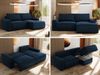 L-förmiges Ecksofa mit Armlehnen, Schlaffunktion und losen Kissen - BELLUNO - rechts - Dunkelblau Velours Bild 2