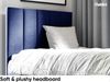 MEBLINI Kinderbett mit Bettkasten MAYA 1 100x200 Links – H3/Blau Samt Gepolstert Einzelbett mit Matratze - Polsterbett mit Stauraum - Bett mit Kopfteil – Stauraumbett Bild 3