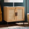 Waschbeckenunterschrank Eiche-Optik 60 x 60 x 40 cm mit Türen, Badezimmerschrank mit Rattangeflecht, Unterschrank Stehend, Badschrank Midischrank Klein Waschtisch Bild 2