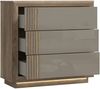 Forte SAVONA Kommode 100 110, Elegante Kommode mit 3 Schubladen, Modernes Sideboard, Holzwerkstoff, Eiche Antik Holzdekor / Beige Glanz, 103 cm breit x 98,2 cm hoch x 42,3 cm tief Bild 5