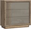 Forte SAVONA Kommode 100 110, Elegante Kommode mit 3 Schubladen, Modernes Sideboard, Holzwerkstoff, Eiche Antik Holzdekor / Beige Glanz, 103 cm breit x 98,2 cm hoch x 42,3 cm tief Bild 3