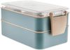 Lunchbox 4-teilig mit Fächern & Besteck - Brotdose für Schule & Büro Hellblau-Rosa Bild 4