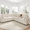 Ecksofa Chenille mit Konsole, USB-Anschluss & Stauraum, 227x202x83 cm, Beige Bild 3