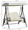 Outsunny Hollywoodschaukel mit Sonnendach, Kissen, 2-Sitzer, Bettfunktion, Gartenschaukel, 1 tlg, Schaukel, für Garten, Balkon, Beige Bild 2