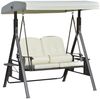 Outsunny Hollywoodschaukel mit Sonnendach, Kissen, 2-Sitzer, Bettfunktion, Gartenschaukel, 1 tlg, Schaukel, für Garten, Balkon, Beige Bild 5
