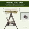 Outsunny Hollywoodschaukel mit Sonnendach, Kissen, 2-Sitzer, Bettfunktion, Gartenschaukel, 1 tlg, Schaukel, für Garten, Balkon, Beige Bild 3