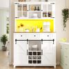 Merax 180cm Küchenschrank, Hochschrank Küchenbuffet, Vitrinenschrank, Buffetschrank mit Verstellbaren Ablagen, Sideboard mit LED-Beleuchtung, Variable Lichtfarben, weiß Bild 3