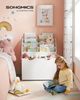 Songmics Bücherregal für Kinder, mit 3 Regalebenen und Aufbewahrungsbox auf Rollen, MDF Wolkenweiß, 29,5 x 62,5 x 70 cm Bild 2