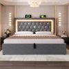 Polsterbett 140×200 cm mit LED, USB-C und hydraulischem Bettkasten, Samt Grau, ohne Matratze Bild 2