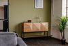 KAWOLA Sideboard ANJO 3 Türen 1 Ablage Eiche furniert braun Metall schwarz pulverbeschichtet 85 x 40 x 150 cm Bild 4
