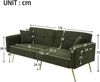 Merax sofa Schlafsofa mit Bettfunktion, verstellbarem Winkel, goldenen Beinen, mit Kissen und seitlichen Aufbewahrungstaschen, Grün Bild 4