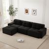 3-Sitzer Modulsofa aus Cord mit modularem Design & Ottomane, schwarz Bild 2