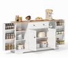 OKWISH Sideboard Küchenbuffet,Kommode (Multifunktionales Küchenbuffet 138 cm Sideboard mit Schublade, verstellbaren Einlegeböden, Kippschutz – Modernes Design für Küche, Wohnzimmer & Schlafzimmer, praktischer Stauraum), mit Kippschutz, mit Schublade Bild 4