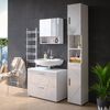 Badmöbel-Set Irma Weiß Hochglanz 3 Teile, mit Schubladenschrank und Hochschrank Vicco Bild 4