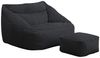 Home Deluxe 'Cozy' Sitzsack mit Hocker, Samt Cord anthrazit, 80 x 87 x 108 cm Bild 4