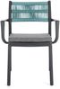 Gartenstuhl Nivala mit Armlehne, Metallgestell modern, anthrazit hellblau, gepolstert stapelbar Bild 2