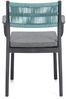 Gartenstuhl Nivala mit Armlehne, Metallgestell modern, anthrazit hellblau, gepolstert stapelbar Bild 5