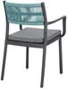 Gartenstuhl Nivala mit Armlehne, Metallgestell modern, anthrazit hellblau, gepolstert stapelbar Bild 4