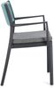 Gartenstuhl Nivala mit Armlehne, Metallgestell modern, anthrazit hellblau, gepolstert stapelbar Bild 3
