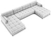 Micadoni Panorama-Sofa Mamaia 6-Sitzer Strukturierter Stoff Neve Hellgrau schwarze Beine Bild 2