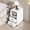 COSTWAY Beistelltisch, Nachttsich mit Ladestation & Rollen, 2 Schubladen Bild 4