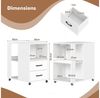 COSTWAY Beistelltisch, Nachttsich mit Ladestation & Rollen, 2 Schubladen Bild 3