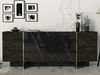Dmora Kommode Asto, Wohnzimmerbuffet, Wohnzimmer-Sideboard, Moderne Küchen-Speisekammer, 180x47h76 cm, Schwarz und Gold Bild 4