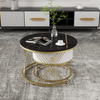 Couchtisch-Set in Marmor-Optik mit Schublade, 70x70x45 + 50x50x40 cm, Schwarz Bild 5
