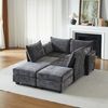 6-Sitzer Wohnlandschaft H 87.6 x T 289.6 x B 141 cm aus Chenille mit Schlaffunktion und Stauraum, modular Bild 3