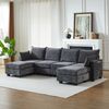 6-Sitzer Wohnlandschaft H 87.6 x T 289.6 x B 141 cm aus Chenille mit Schlaffunktion und Stauraum, modular Bild 4