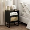Nachttisch Rattan Boho Bauernholz Schublade Regal Beistelltisch Schwarz Bild 1