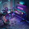 ODK Gaming Tisch Schreibtisch L Form mit Monitorständer 127x127 cm Schwarz Bild 3