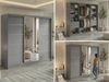 Schwebetürenschrank SKORIA mit großer Spiegelfront, Breite 240 cm, moderner Kleiderschrank, inkl. Innenausstattung und Stauraum - Grau - mit Schubladen Bild 2