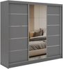 Schwebetürenschrank SKORIA mit großer Spiegelfront, Breite 240 cm, moderner Kleiderschrank, inkl. Innenausstattung und Stauraum - Grau - mit Schubladen Bild 4